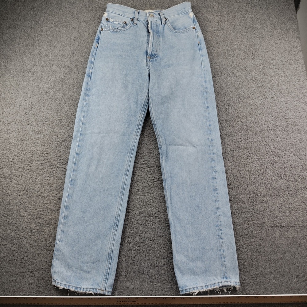 AGOLDE Jeans Sz 23 90'S JEAN Light Wash Distressed High Waisted Organic Cotton